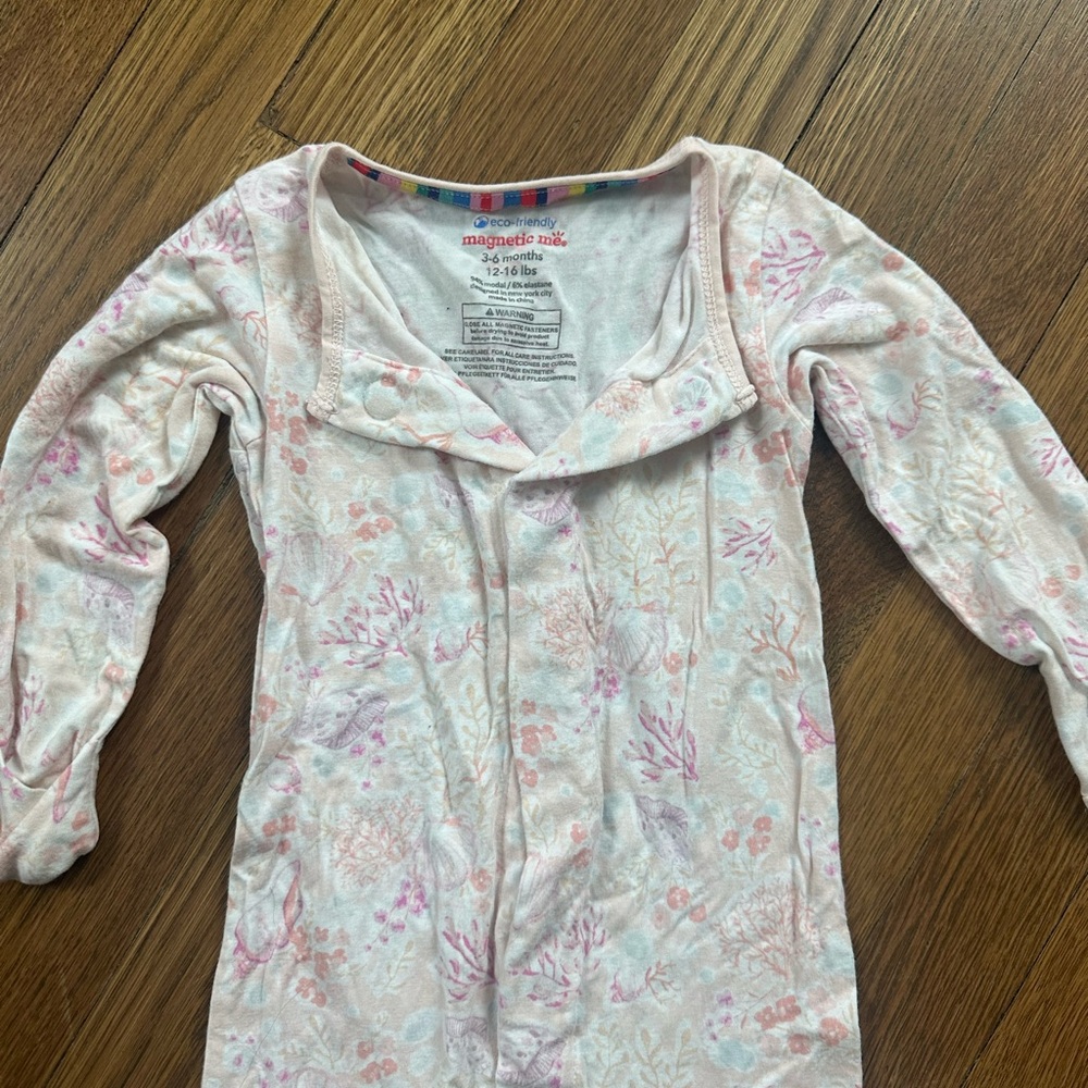Magnetic Me Pink and Cream Floral Baby Outfit 3-6M